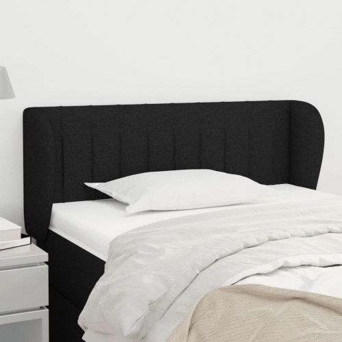 Sengegavl med kanter 103 x 23 x 78/88 cm stof - sort