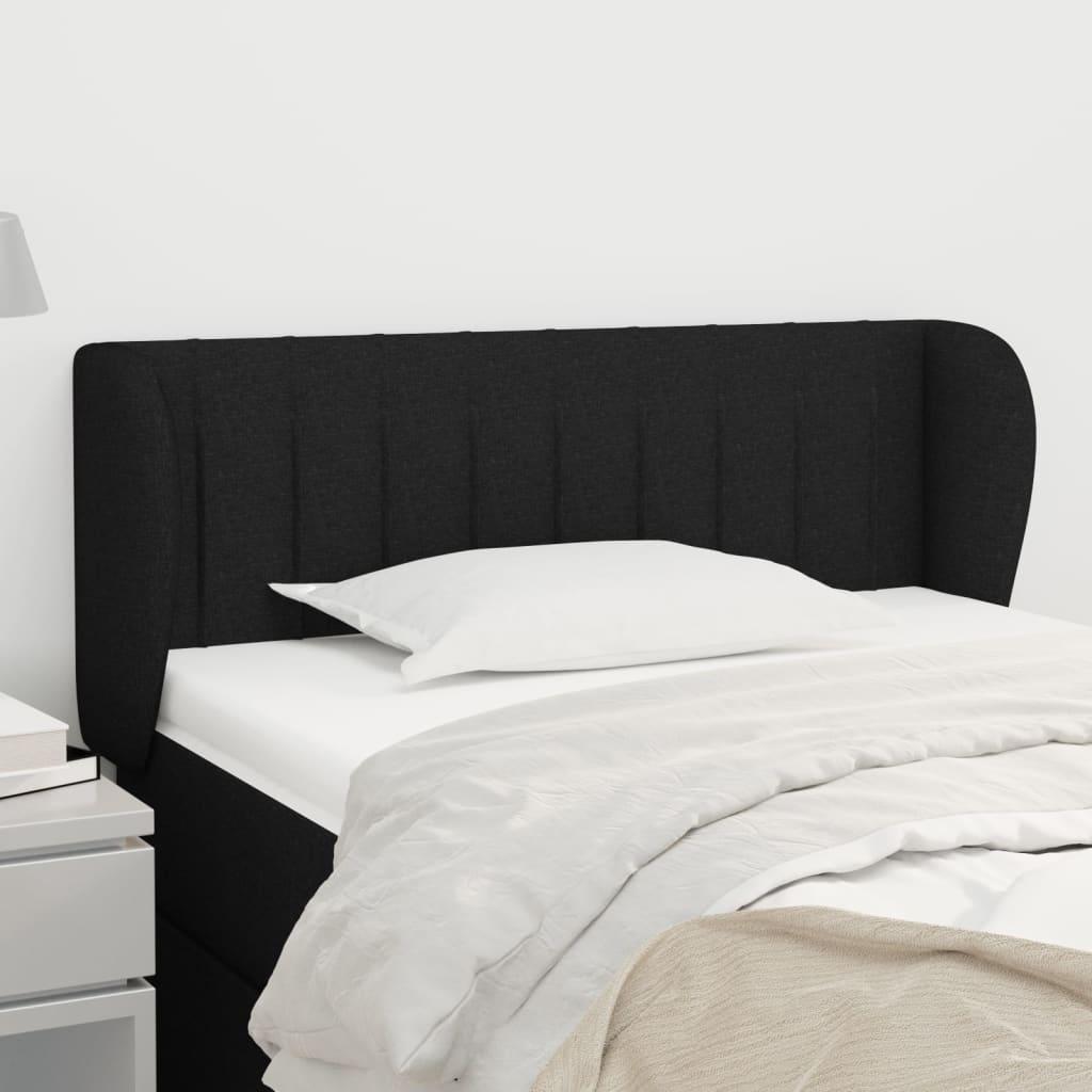 Sengegavl Med Kanter Stof - Sort / 103 x 23 x 78/88 cm
