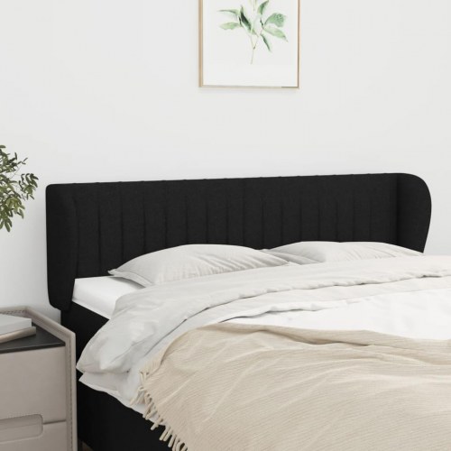 Sengegavl med kanter 147 x 23 x 78/88 cm stof - sort