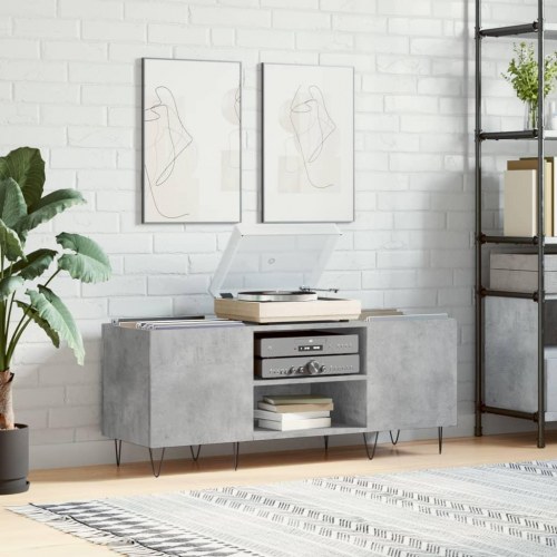 Vinylskab 121×38×48 cm i konstrueret træ - betongrå
