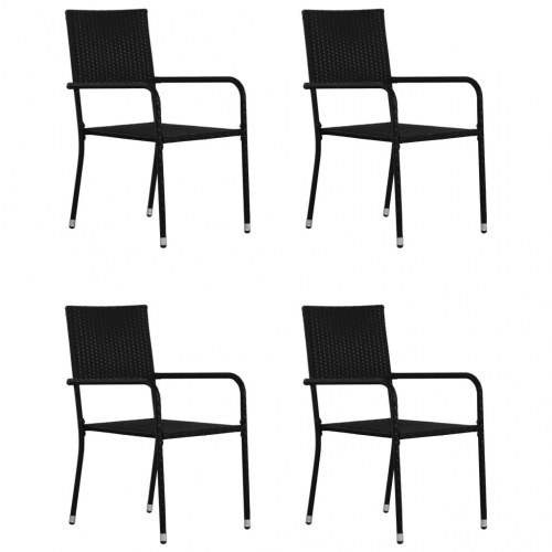 Spisebordssæt til haven 5 dele polyrattan sort