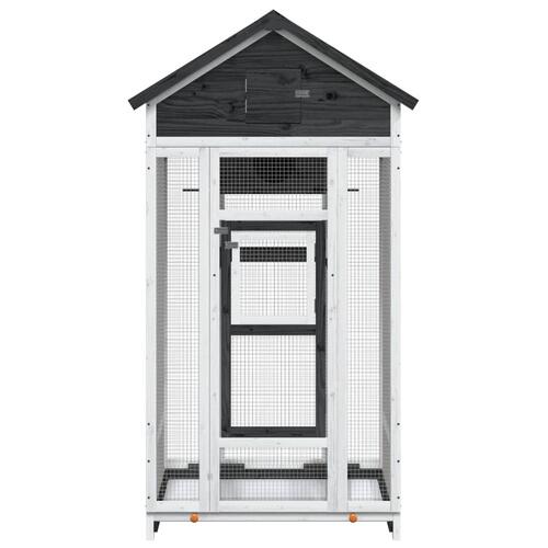 Fuglebur 91,5x53x170 cm massivt fyrretræ grå
