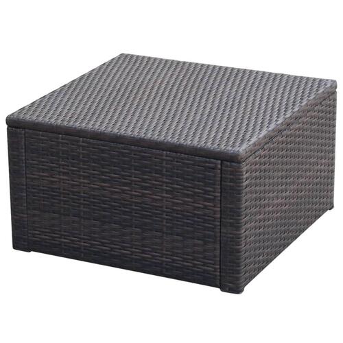 Fodskammel ottoman i polyrattan 53 x 53 x 30 cm brun