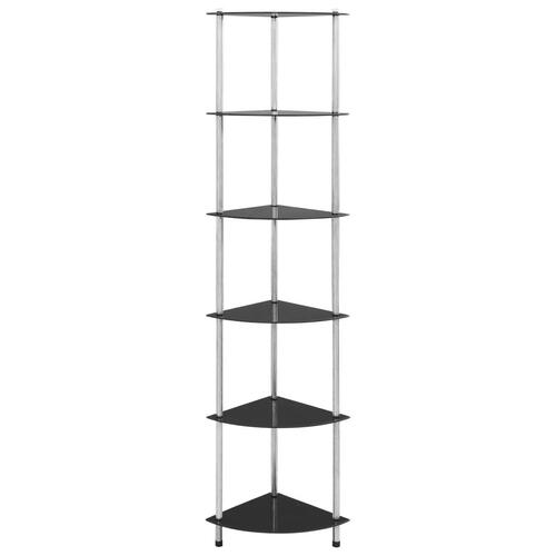 Reol 6 hylder 30x30x160 cm hærdet glas sort