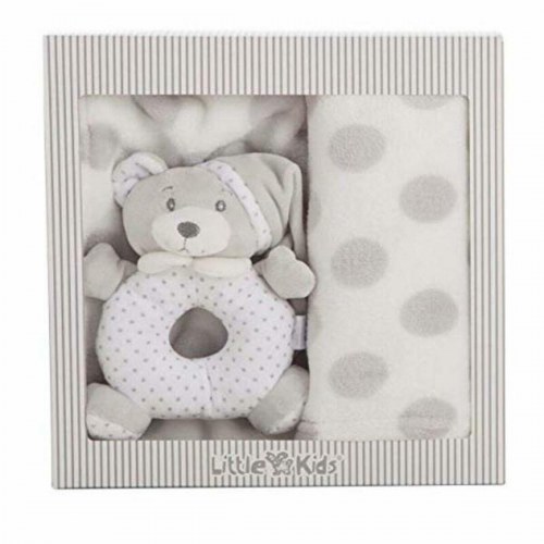 Babyplaid med rangle - grå, 100 × 75 cm
