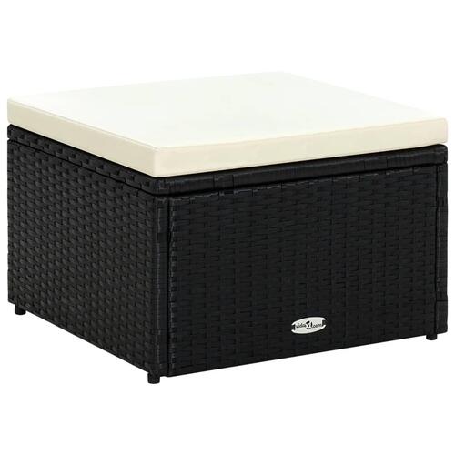 Fodskammel ottoman i polyrattan 53 x 53 x 30 cm sort