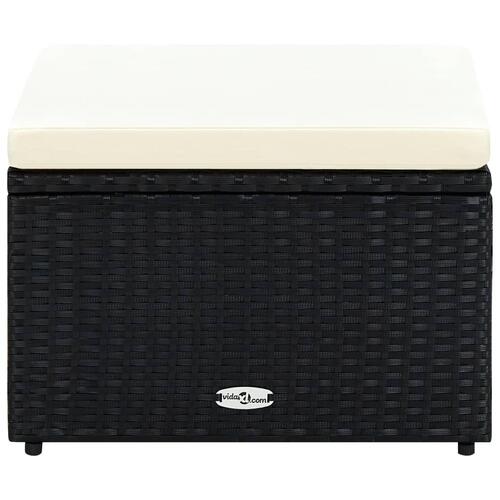 Fodskammel ottoman i polyrattan 53 x 53 x 30 cm sort