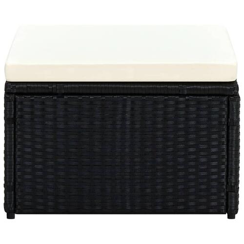 Fodskammel ottoman i polyrattan 53 x 53 x 30 cm sort