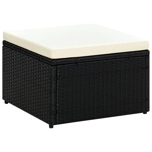 Fodskammel ottoman i polyrattan 53 x 53 x 30 cm sort
