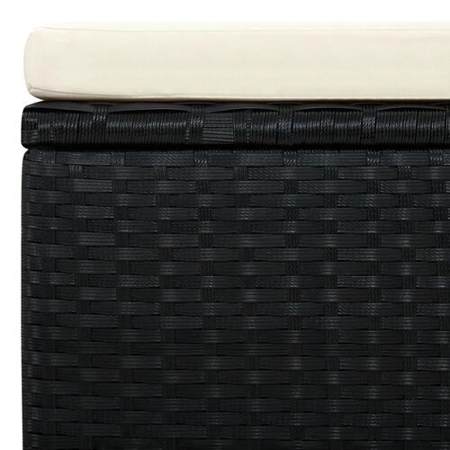 Fodskammel ottoman i polyrattan 53 x 53 x 30 cm sort