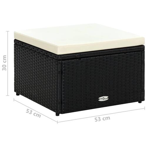 Fodskammel ottoman i polyrattan 53 x 53 x 30 cm sort