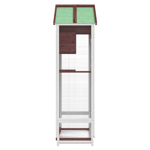 Fuglebur/voliere i massivt fyrretræ - 91,5 × 53 × 170 cm, mokka/hvid