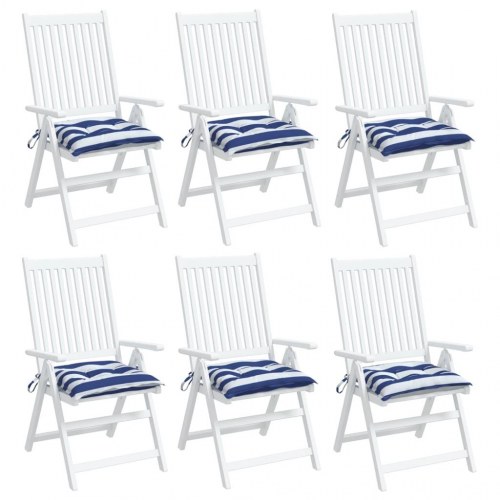 Stolehynder 6 stk. 50×50×7 cm - oxfordstof med blå/hvide striber
