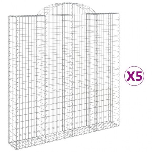Buede gabionkurve - 5 stk. 200×30×200/220 cm i galvaniseret jern
