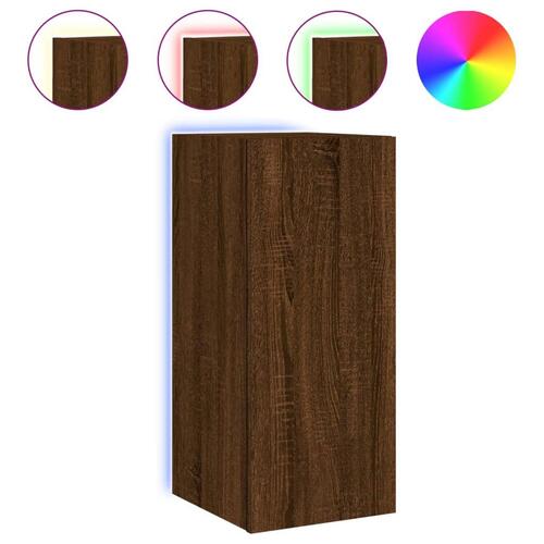 Væghængte tv-borde 2 stk. med LED-lys 30,5x35x70 cm brunt eg