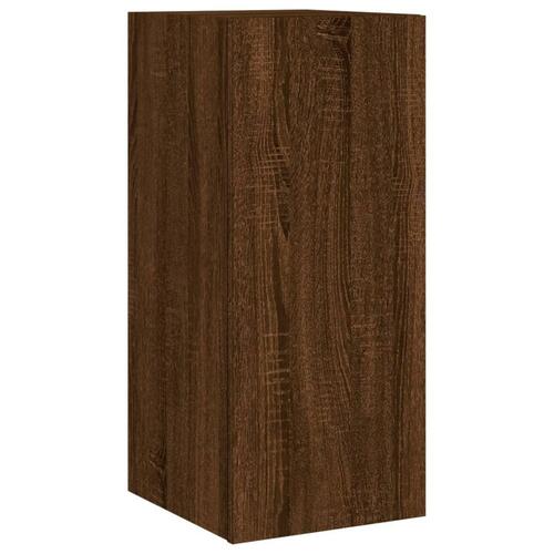 Væghængte tv-borde 2 stk. med LED-lys 30,5x35x70 cm brunt eg