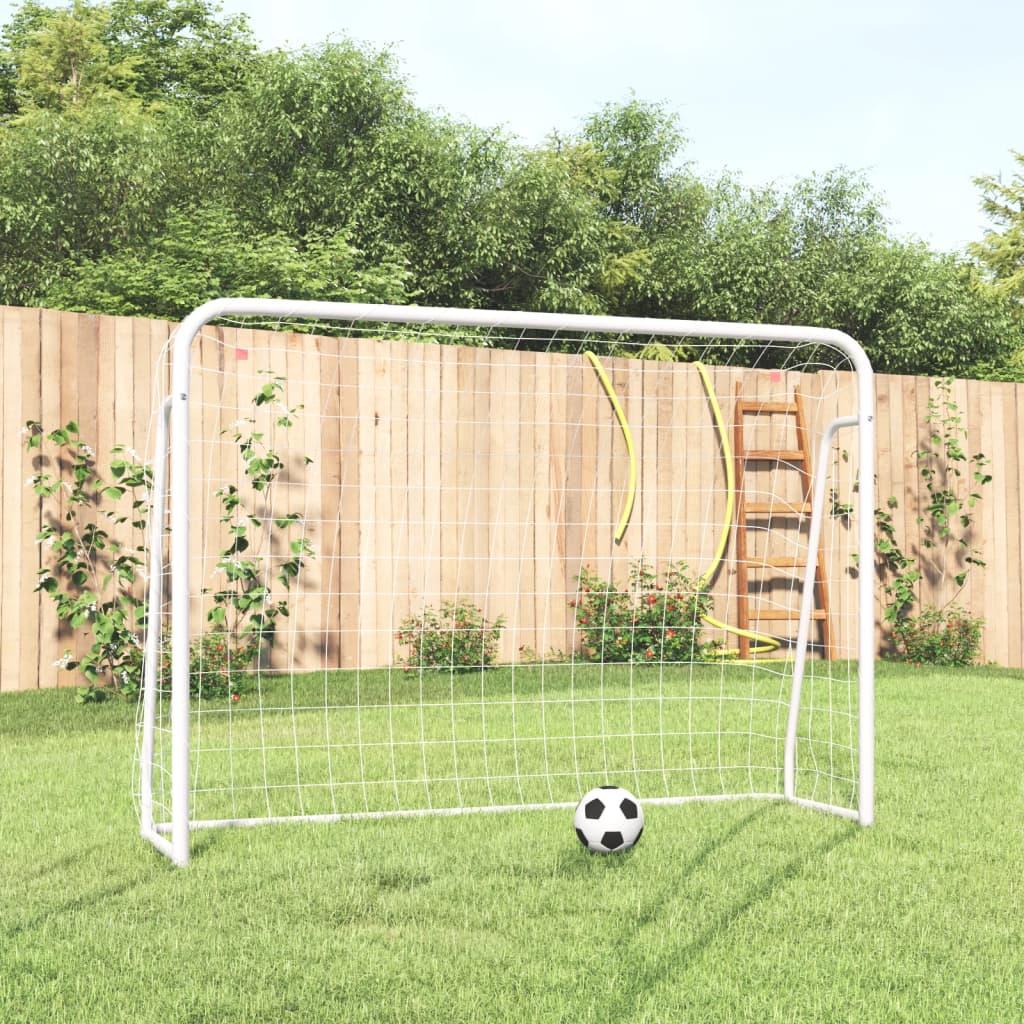 Fodboldmål Med Net 214x75x152 Stål Polyester Hvid