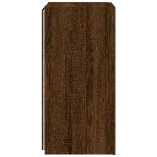 Væghængte tv-borde 2 stk. med LED-lys 30,5x35x70 cm brunt eg