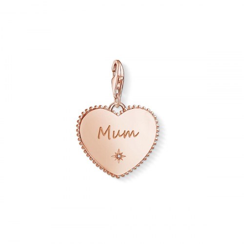Thomas Sabo hjerte-charm “Mum” i rosaguldslook - 925 sterling sølv