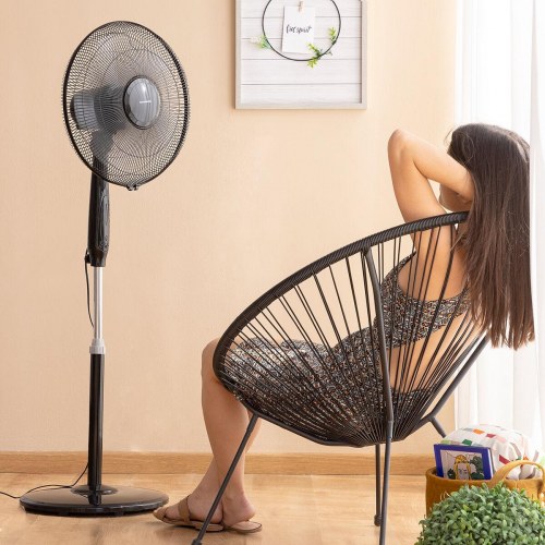 Piedestalventilator med fjernbetjening Airstreem Sort 45 W