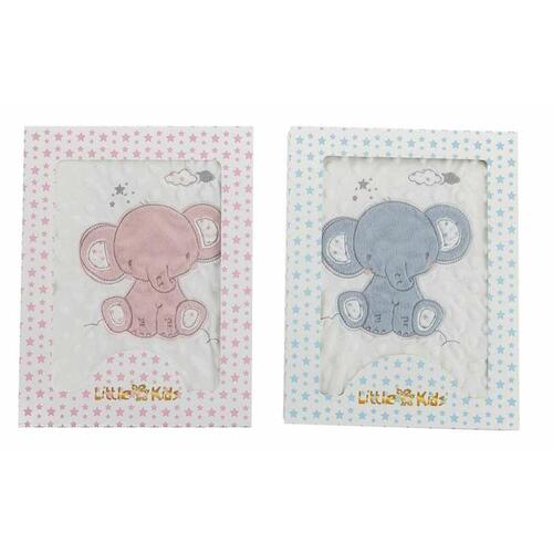 Tæppe til Baby Elefant Pink Broderi Dobbeltsidet 100 x 75 cm
