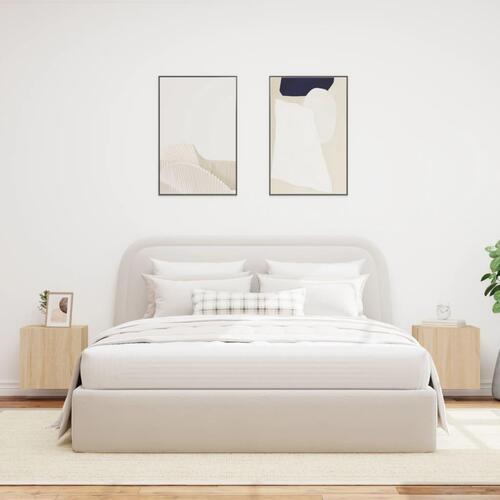 Væghængte tv-borde 2 stk. med LED-lys 40,5x35x40 cm sonoma-eg