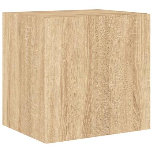 Væghængte tv-borde 2 stk. med LED-lys 40,5x35x40 cm sonoma-eg