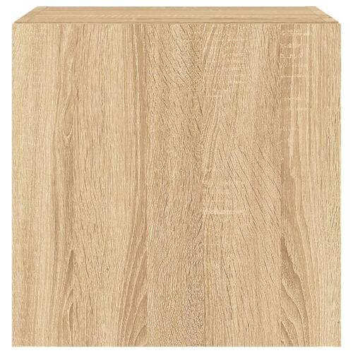 Væghængte tv-borde 2 stk. med LED-lys 40,5x35x40 cm sonoma-eg
