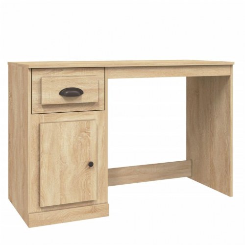 Skrivebord med skuffe og låge 115×50×75 cm - konstrueret træ, sonoma-eg