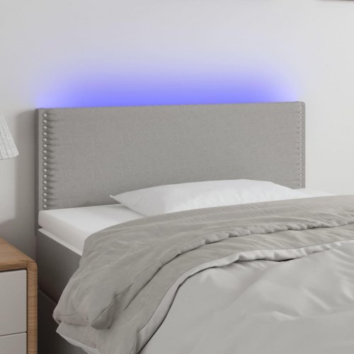 Sengegavl med LED-lys 80×5×78/88 cm - stof, lysegrå