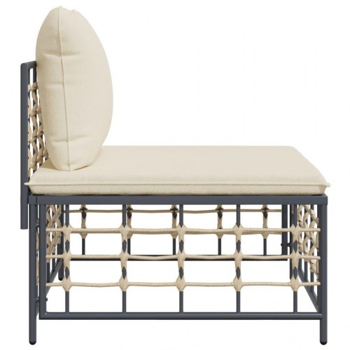 Midtermodul til havesofa med hynder - polyrattan, beige/antracitgrå