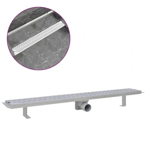 Lineært bruseafløb 930x140 mm rustfrit stål bølgedesign