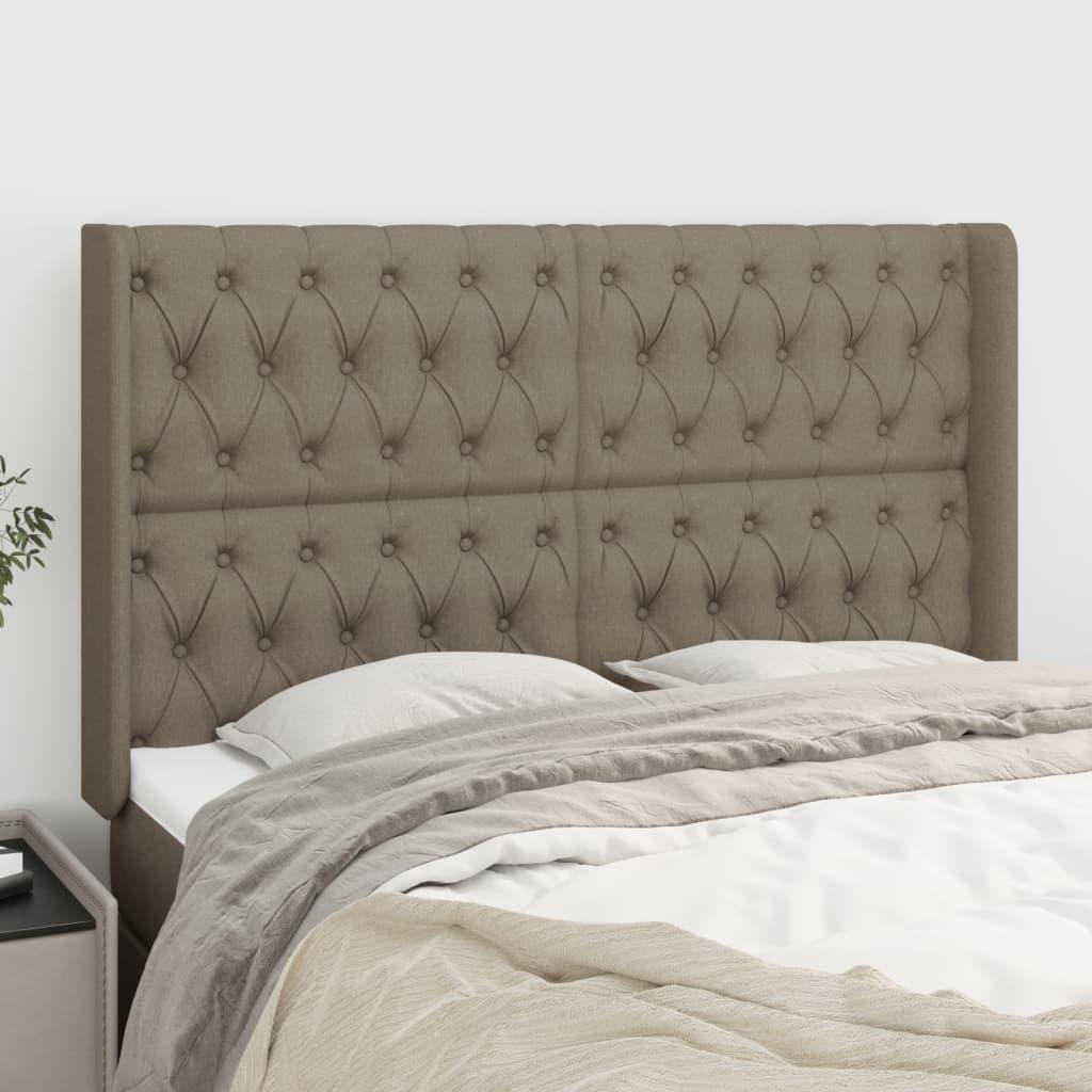 Sengegavl Med Kanter 83X16X78/128 Cm Stof Gråbrun - 147 x 16 x 118/128 cm
