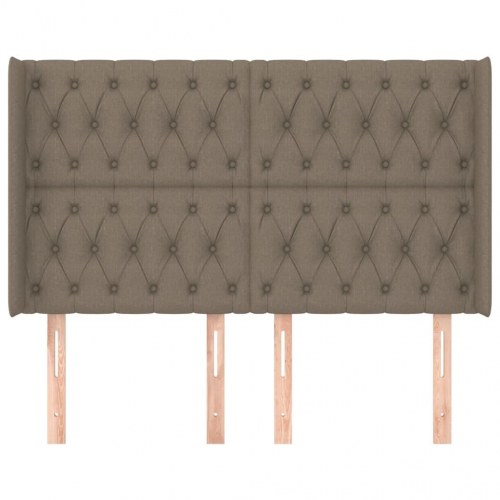Sengegavl med kanter 147 x 16 x 118/128 cm - gråbrun