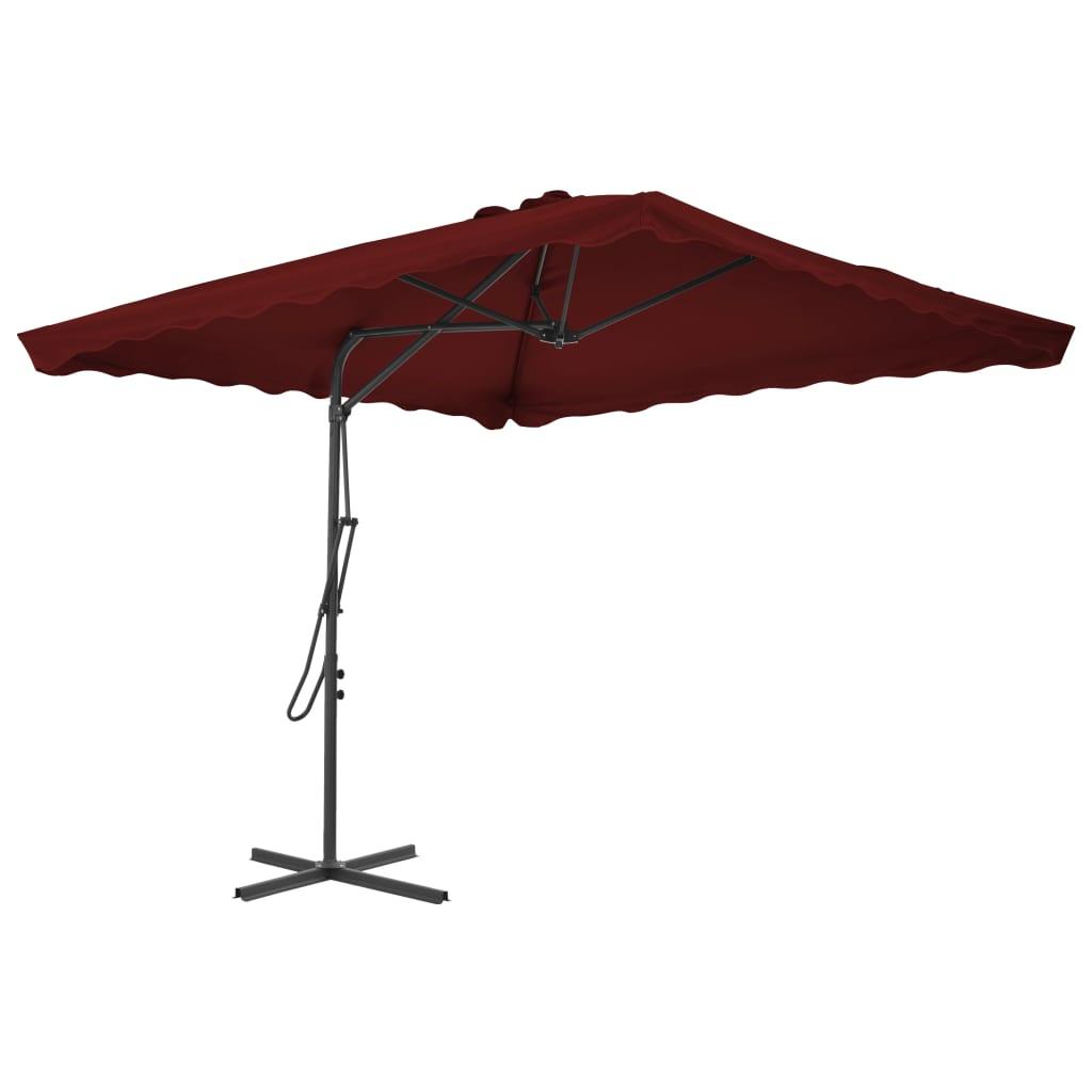 Parasol med stålstang 250x250x230 cm bordeauxfarvet