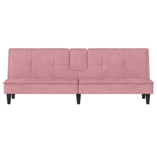 Sovesofa med kopholdere velour lyserød