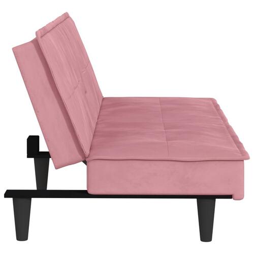 Sovesofa med kopholdere velour lyserød