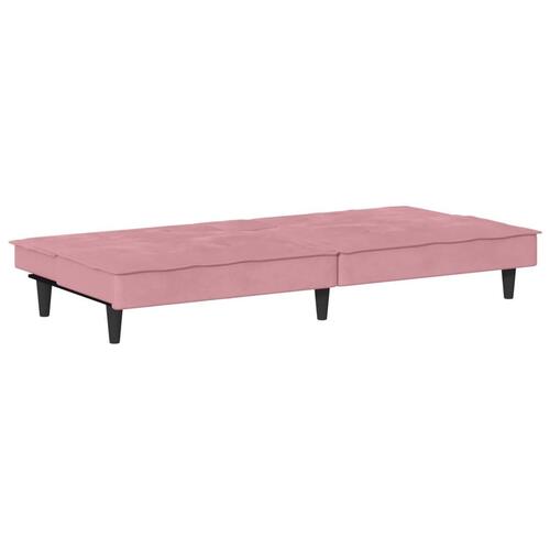 Sovesofa med kopholdere velour lyserød