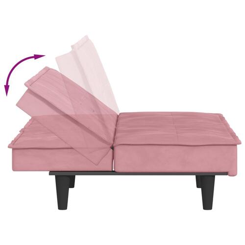 Sovesofa med kopholdere velour lyserød