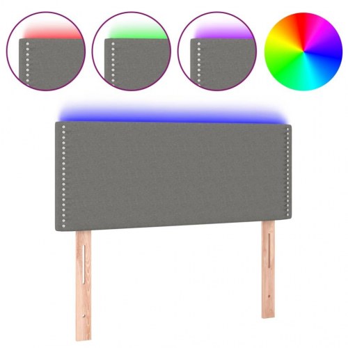 Sengegavl med LED-lys 80 × 5 × 78/88 cm - stof, mørkegrå