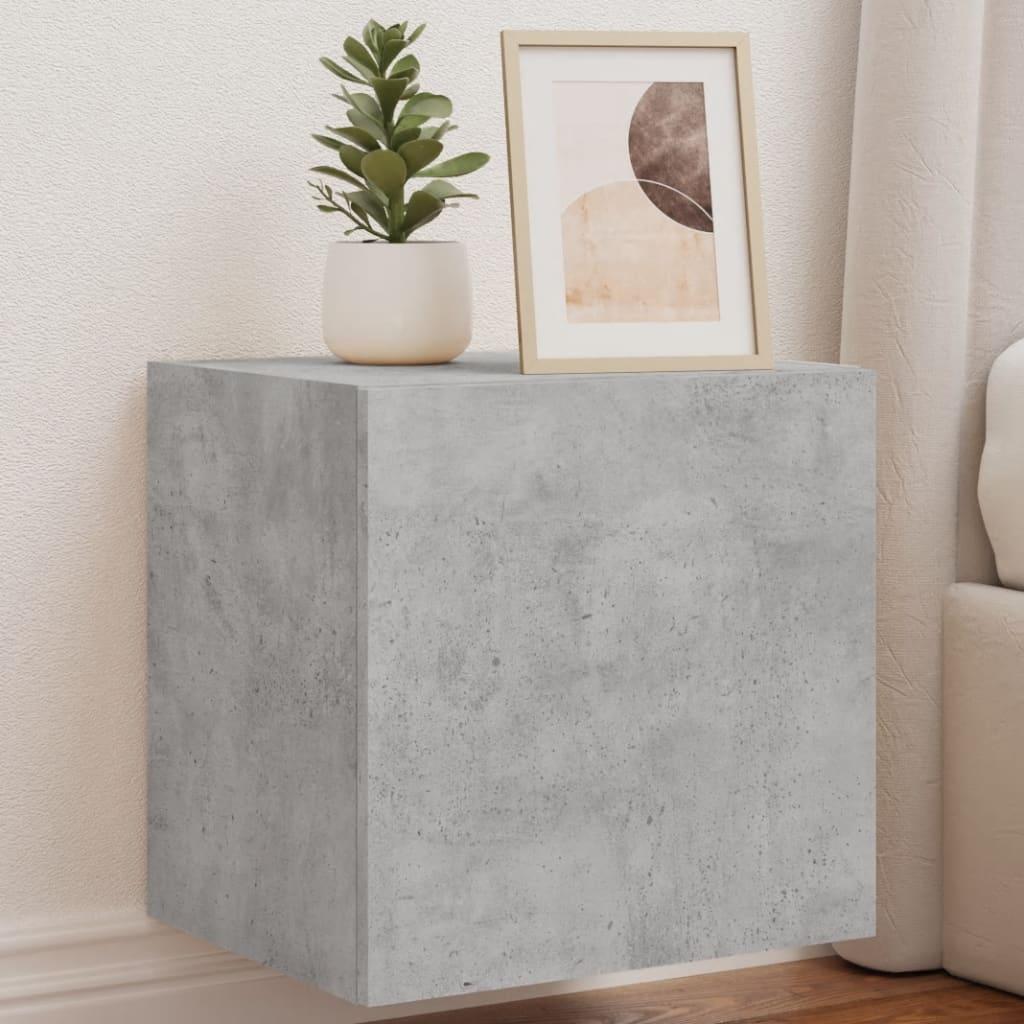 Væghængte tv-borde 2 stk. med LED-lys 40,5x35x40 cm betongrå
