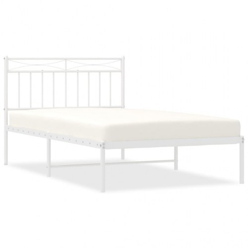 Sengeramme med sengegavl 100 x 200 cm i metal - hvid