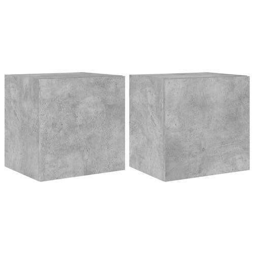 Væghængte tv-borde 2 stk. med LED-lys 40,5x35x40 cm betongrå