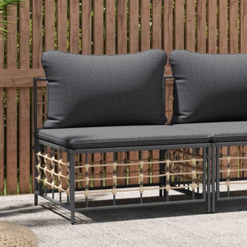 Midtermodul til havesofa med mørkegrå hynder polyrattan