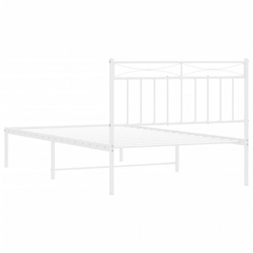 Sengeramme med sengegavl 100 x 200 cm i metal - hvid