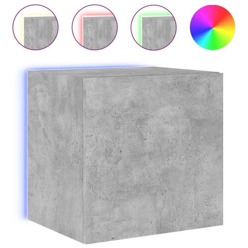 Væghængte tv-borde 2 stk. med LED-lys 40,5x35x40 cm betongrå