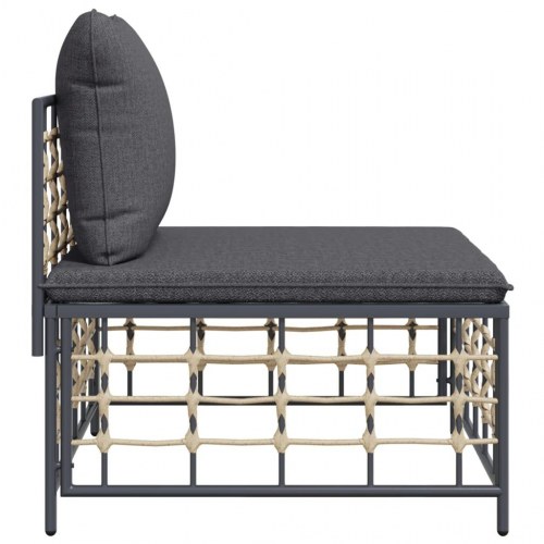 Midtermodul til havesofa med mørkegrå hynder polyrattan