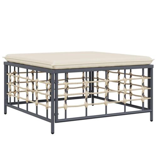 Haveskammel med beige hynde polyrattan