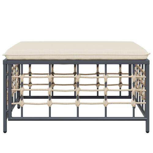Haveskammel med beige hynde polyrattan