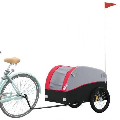 Cykelanhænger 45 kg - jern, sort/rød